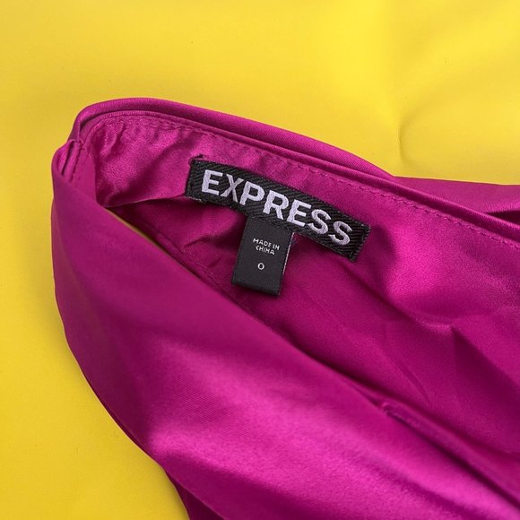 Express Colorblock Ruched Bodycon One Shoulder Mini Dress, Pink and Blue, Size S - Picture 8 of 13